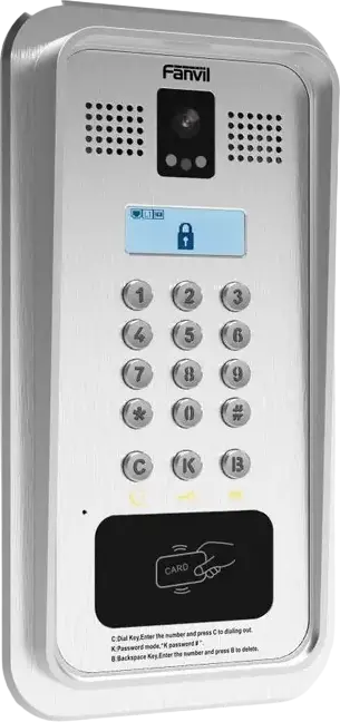 Fanvil i33VF SIP Video Door Phone, 2 SIP Lines, HD Camera and Audio, IP65 IK10 Cast Aluminum, Flush Mount, PoE, Night Vision, Access Control, Grey