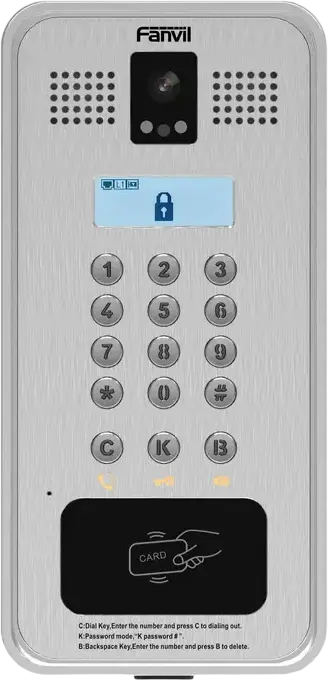 Fanvil i33VF SIP Video Door Phone, 2 SIP Lines, HD Camera and Audio, IP65 IK10 Cast Aluminum, Flush Mount, PoE, Night Vision, Access Control, Grey