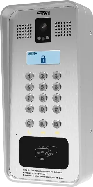 Fanvil i33VF SIP Video Door Phone, 2 SIP Lines, HD Camera and Audio, IP65 IK10 Cast Aluminum, Flush Mount, PoE, Night Vision, Access Control, Grey