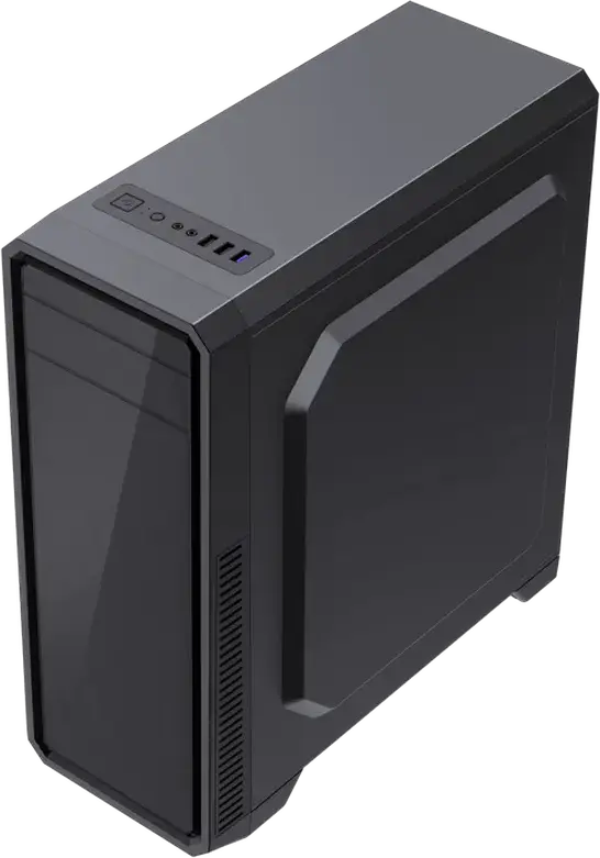 Gamemax G561E-BK Mid-Tower Gaming Case, Black SPCC, Frameless Transparent Side Panel, 3x 120mm Fixed RGB Fans, ATX Support, 370mm VGA Max