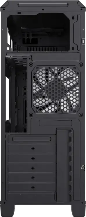 Gamemax G561E-BK Mid-Tower Gaming Case, Black SPCC, Frameless Transparent Side Panel, 3x 120mm Fixed RGB Fans, ATX Support, 370mm VGA Max