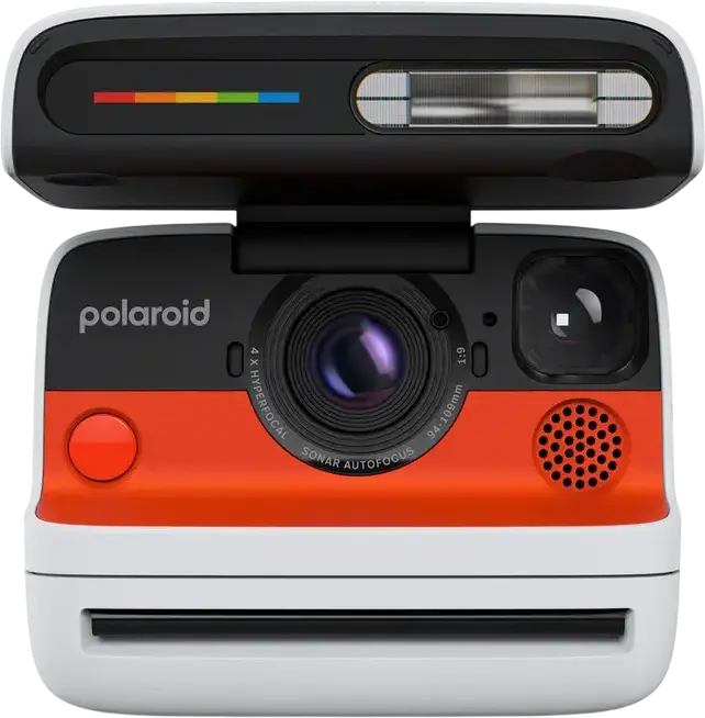 Polaroid Flip Instant Camera, White, Hyperfocal Four-Lens System, Sonar Autofocus, Bluetooth App Control, i-Type and 600 Film Compatible, USB-C