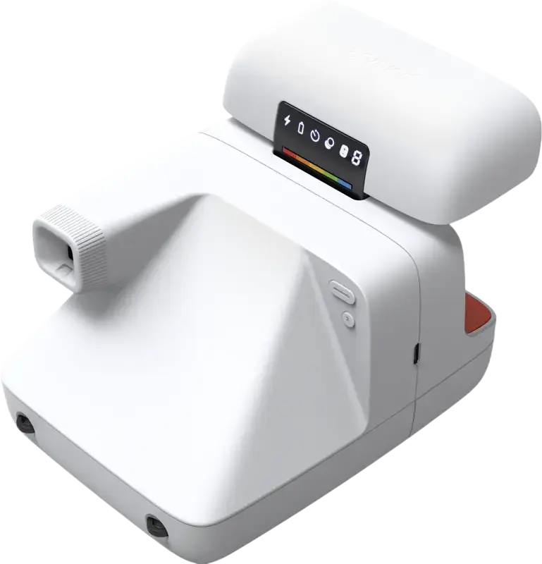 Polaroid Flip Instant Camera, White, Hyperfocal Four-Lens System, Sonar Autofocus, Bluetooth App Control, i-Type and 600 Film Compatible, USB-C