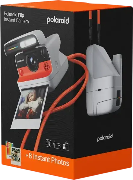 Polaroid Flip Instant Camera, White, Hyperfocal Four-Lens System, Sonar Autofocus, Bluetooth App Control, i-Type and 600 Film Compatible, USB-C