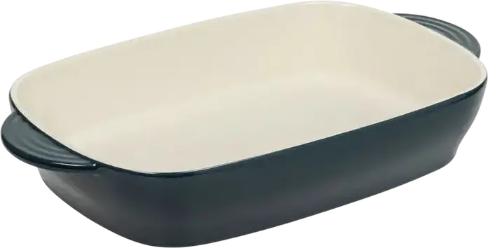 Resto Kitchenware 96152 FORNAX Rectangular Ceramic Baking Tray, Glazed Non-Stick Bakeware, 2.4L, 38.6 x 23 x 6.6 cm, Dark Blue, Oven and Microwave Safe