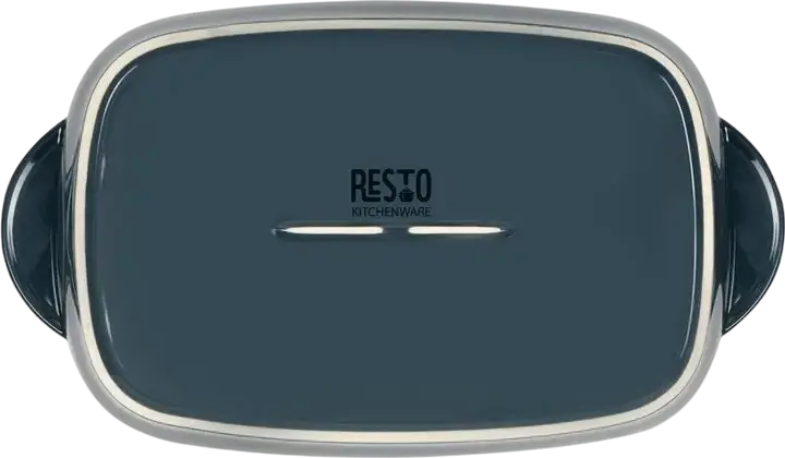 Resto Kitchenware 96152 FORNAX Rectangular Ceramic Baking Tray, Glazed Non-Stick Bakeware, 2.4L, 38.6 x 23 x 6.6 cm, Dark Blue, Oven and Microwave Safe