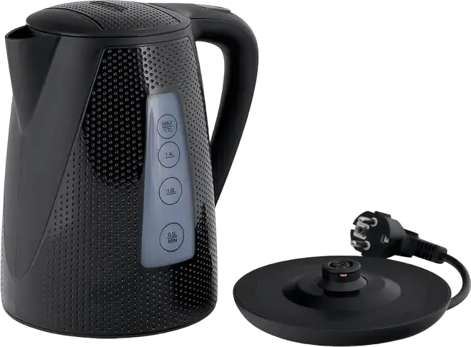 Polaris PWK 1794C Golf Electric Kettle, 1.7L, 2200W, Plastic Housing, Concealed Heating Element, Dry Boil Protection, Anti-calc Filter, Black