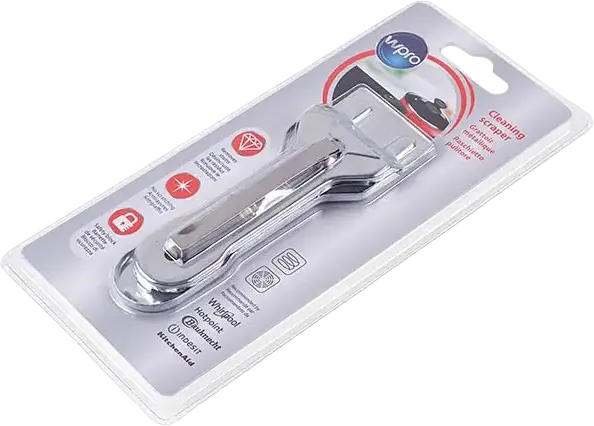 wPro 484000008550 Cleaning Scraper for Ceramic and Induction Hobs, Metal Blade for Removing Burnt-on Food, Compatible with Whirlpool Indesit Hotpoint