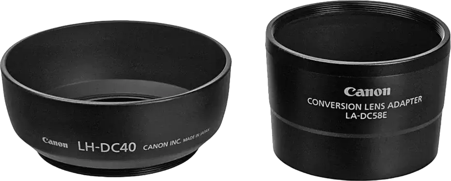 Canon LAH-DC20 Lens Adapter and Hood Set for PowerShot S5 IS, includes LA-DC58E Adapter and LH-DC40 Hood, 58mm Filter Mount