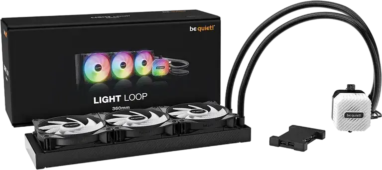 Răcitor CPU lichid AIO be quiet! Light Loop 360mm, Negru, 3 ventilatoare Light Wings LX 120mm PWM, ARGB, compatibil Intel 1851/1700/1200/115x și AMD AM5/AM4