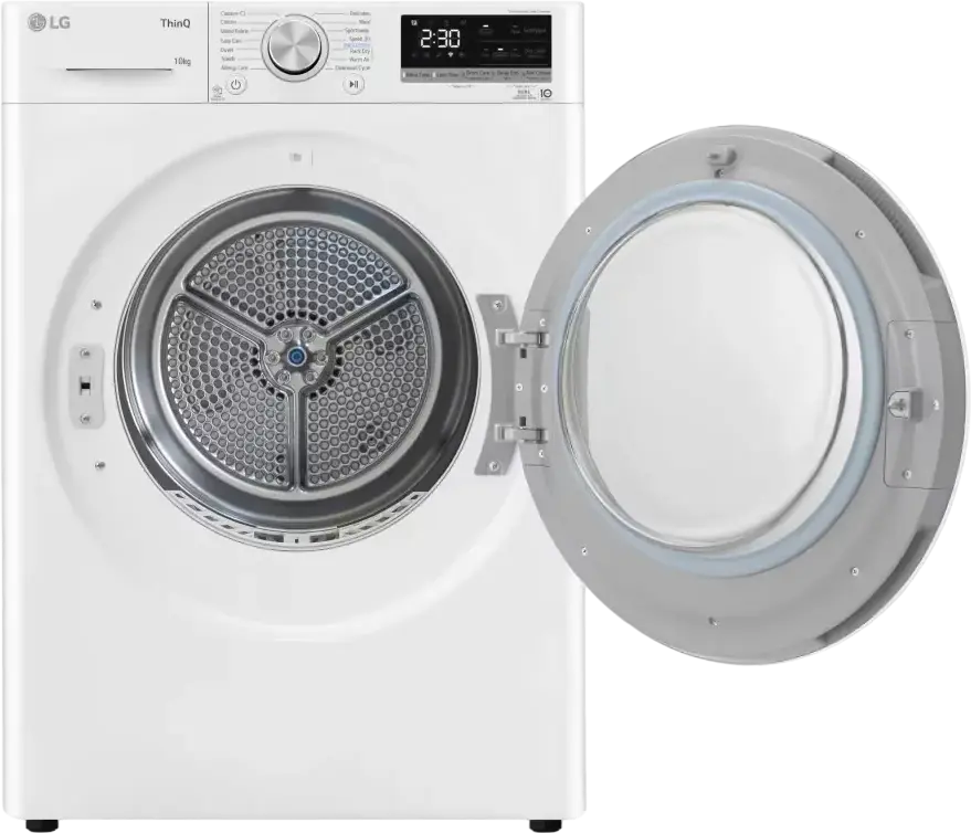 LG RH10V9AV4W Heat Pump Clothes Dryer, 10kg Capacity, Energy Class A+++, ThinQ, Inverter Motor, 14 Programs, White/Black, Front Load
