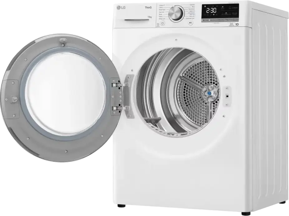 LG RH10V9AV4W Heat Pump Clothes Dryer, 10kg Capacity, Energy Class A+++, ThinQ, Inverter Motor, 14 Programs, White/Black, Front Load