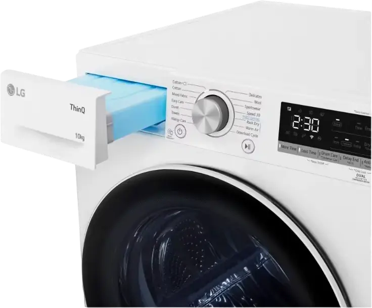 LG RH10V9AV4W Heat Pump Clothes Dryer, 10kg Capacity, Energy Class A+++, ThinQ, Inverter Motor, 14 Programs, White/Black, Front Load