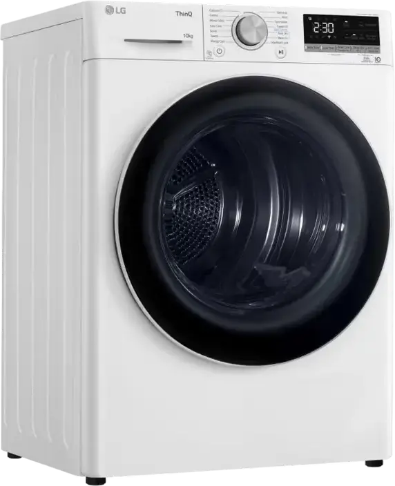 LG RH10V9AV4W Heat Pump Clothes Dryer, 10kg Capacity, Energy Class A+++, ThinQ, Inverter Motor, 14 Programs, White/Black, Front Load