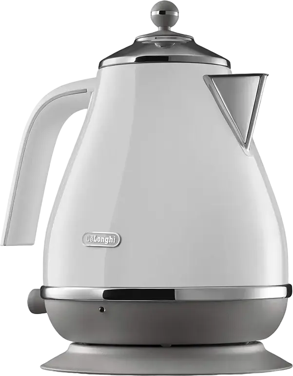 DeLonghi Icona Capitals KBOC 2001 W Electric Kettle, 1.7L, 2000W, Stainless Steel, 360 Degree Swivel Base, Dry-Boil Protection, Sidney White