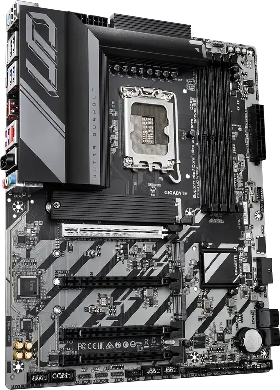 Placa de baza Gigabyte Z890 UD WIFI6E LGA1851 Intel Z890 ATX pentru procesoare Core Ultra DDR5 9200MHz OC PCIe Gen5 M.2 Wi-Fi 6E Bluetooth 5.3 2.5GbE