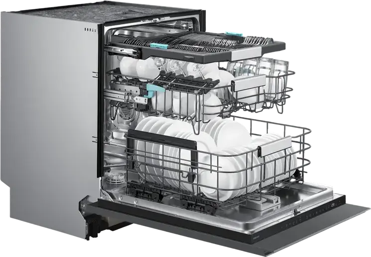 Samsung DW80H77JAI0U1 Built-in Dishwasher, 60cm Full Size, 14 Place Settings, Inverter, AI Wash, Wi-Fi SmartThings, Auto Open Door, Gray Stainless Steel
