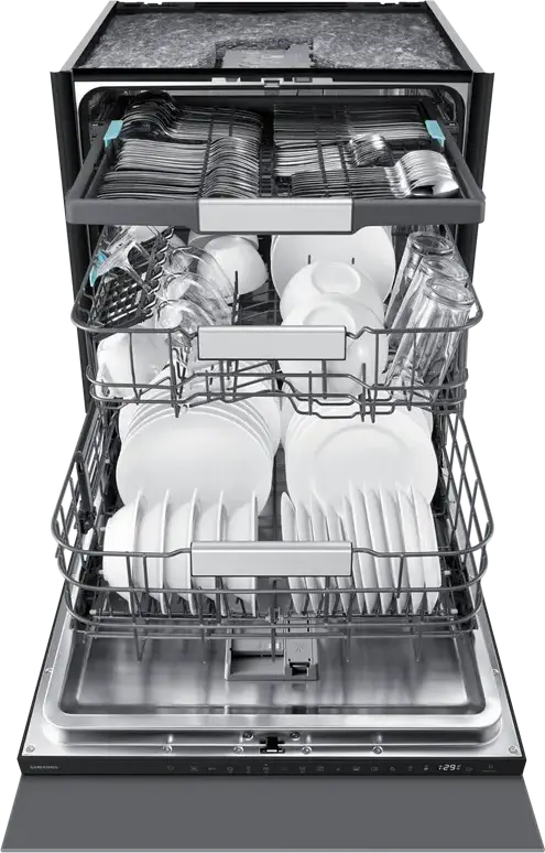 Samsung DW80H77JAI0U1 Built-in Dishwasher, 60cm Full Size, 14 Place Settings, Inverter, AI Wash, Wi-Fi SmartThings, Auto Open Door, Gray Stainless Steel
