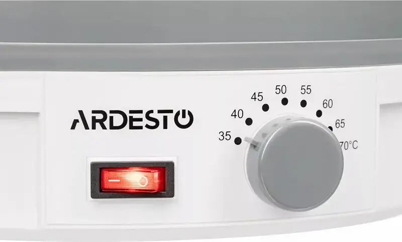Ardesto FDB-5320 Food Dehydrator, 245W, 5 Trays, 35-70°C Temperature Range, Mechanical Control, White Plastic, for Fruits, Vegetables, Meat