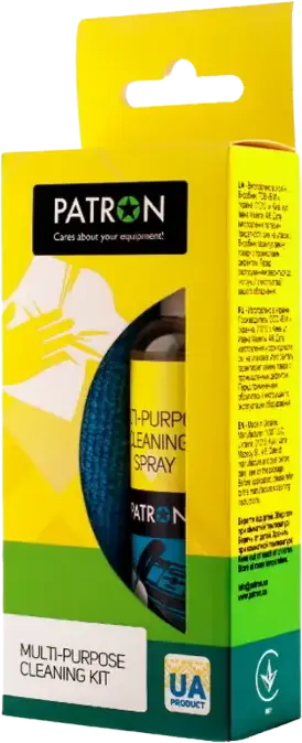 Patron F3-018 Multi-purpose Cleaning Kit, 100ml Universal Liquid Spray and 300x300mm Microfiber Cloth for Electronics, Plastic and Office Equipment