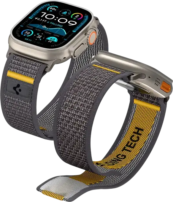 Curea Sport Spigen Athlex Air din Nylon Respirabil Gri pentru Apple Watch Series 10, 9, 8, 7, 6, SE, Ultra 2, 42mm 44mm 45mm 46mm 49mm, Fixare Velcro