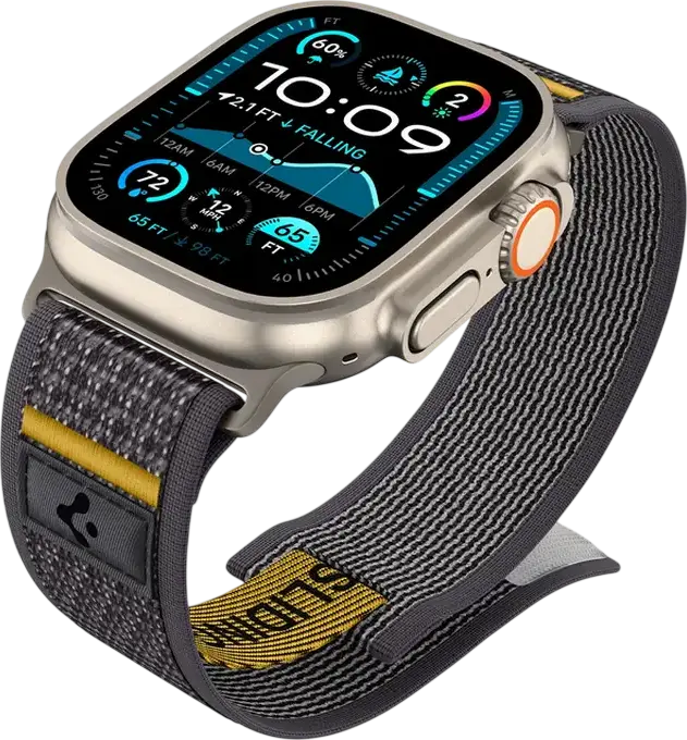 Curea Sport Spigen Athlex Air din Nylon Respirabil Gri pentru Apple Watch Series 10, 9, 8, 7, 6, SE, Ultra 2, 42mm 44mm 45mm 46mm 49mm, Fixare Velcro