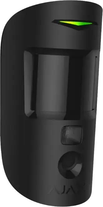 Detector de miscare Ajax MotionCam cu verificare foto, Negru, Tehnologie HDR, Protocoale Jeweller si Wings, Raza 1700m, Protectie IP50 IK04