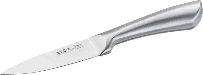 RESTO 95606 Merope 4-Piece Stainless Steel Knife Set - Santoku, Slicing, Utility and Paring Knives - X30Cr13 Stainless Steel Blades - Grey