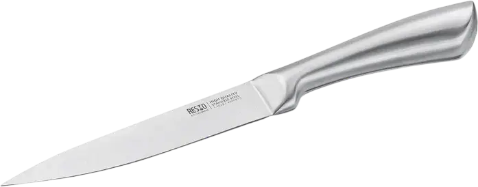 RESTO 95606 Merope 4-Piece Stainless Steel Knife Set - Santoku, Slicing, Utility and Paring Knives - X30Cr13 Stainless Steel Blades - Grey