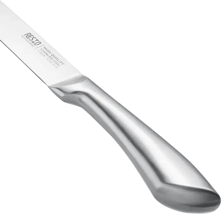 RESTO 95606 Merope 4-Piece Stainless Steel Knife Set - Santoku, Slicing, Utility and Paring Knives - X30Cr13 Stainless Steel Blades - Grey