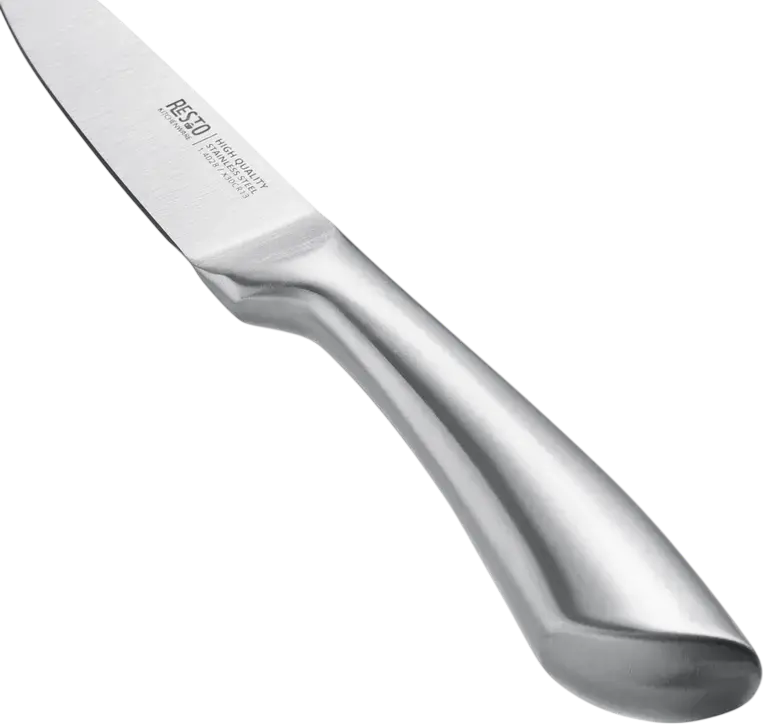 RESTO 95606 Merope 4-Piece Stainless Steel Knife Set - Santoku, Slicing, Utility and Paring Knives - X30Cr13 Stainless Steel Blades - Grey