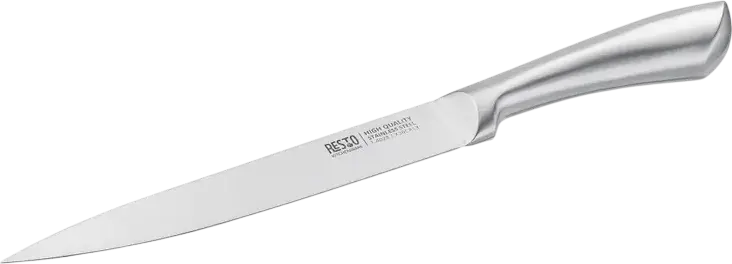 RESTO 95606 Merope 4-Piece Stainless Steel Knife Set - Santoku, Slicing, Utility and Paring Knives - X30Cr13 Stainless Steel Blades - Grey