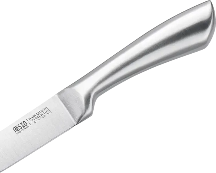 RESTO 95606 Merope 4-Piece Stainless Steel Knife Set - Santoku, Slicing, Utility and Paring Knives - X30Cr13 Stainless Steel Blades - Grey