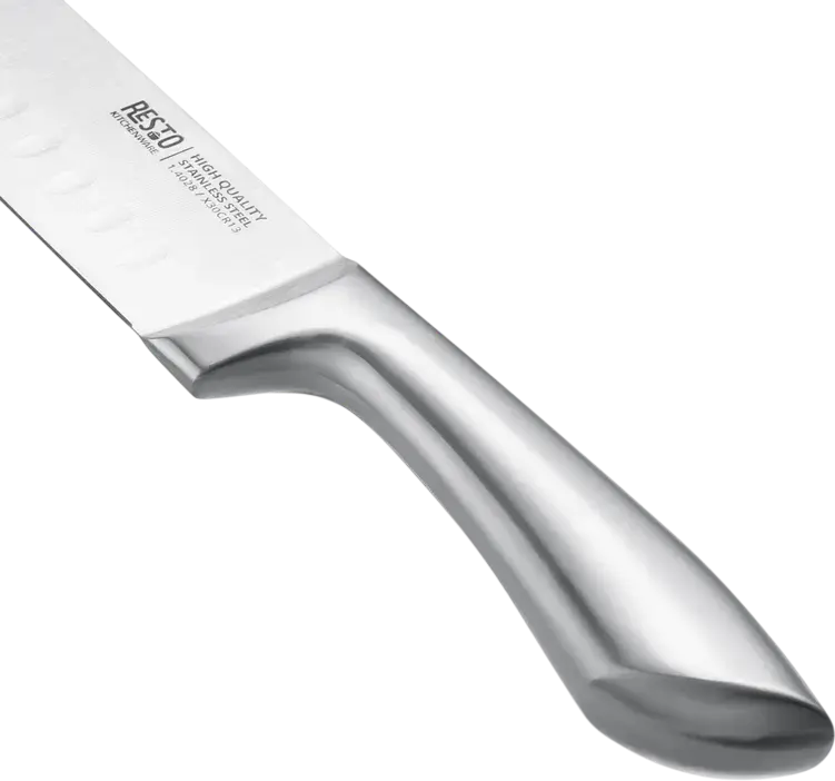 RESTO 95606 Merope 4-Piece Stainless Steel Knife Set - Santoku, Slicing, Utility and Paring Knives - X30Cr13 Stainless Steel Blades - Grey