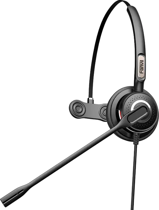Casca Monaural Fanvil HT201 Over-the-Head, Audio Wideband cu Anularea Zgomotului, Conectare QD la RJ9 pentru Telefoane IP Fanvil, Negru