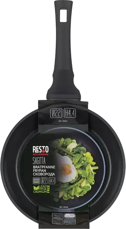 Resto Kitchenware 93325 SAGITTA Non-Stick Aluminium Frypan 26 cm, PFLUON Coating, Thermospot, Induction Compatible, Black