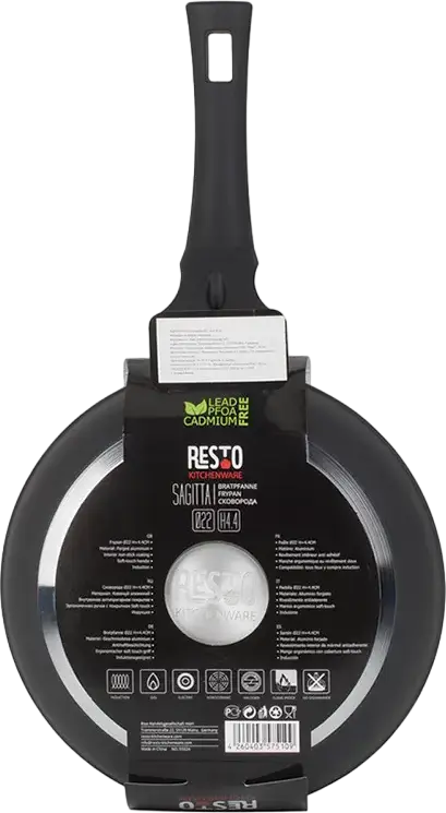 Resto Kitchenware 93325 SAGITTA Non-Stick Aluminium Frypan 26 cm, PFLUON Coating, Thermospot, Induction Compatible, Black