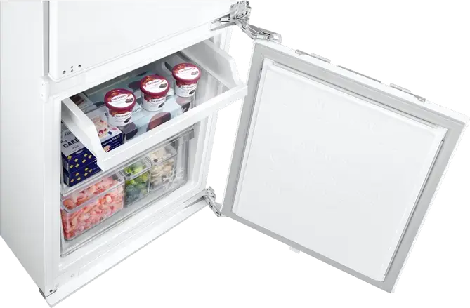 Frigider Încorporabil Samsung BRB80F30ADF0EO cu Congelator Jos, 298L, No Frost, Twin Cooling, SpaceMax, Metal Cooling, Wi-Fi SmartThings, Alb