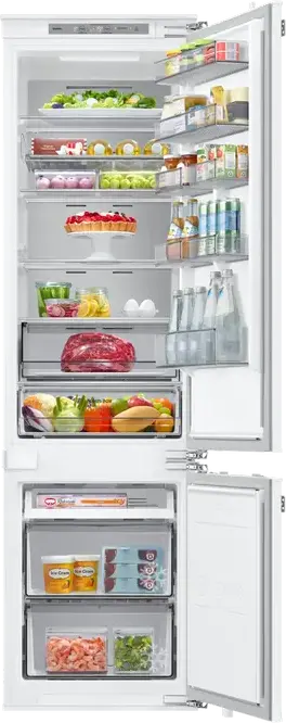 Frigider Încorporabil Samsung BRB80F30ADF0EO cu Congelator Jos, 298L, No Frost, Twin Cooling, SpaceMax, Metal Cooling, Wi-Fi SmartThings, Alb