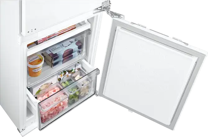 Frigider Încorporabil Samsung BRB80F30ADF0EO cu Congelator Jos, 298L, No Frost, Twin Cooling, SpaceMax, Metal Cooling, Wi-Fi SmartThings, Alb