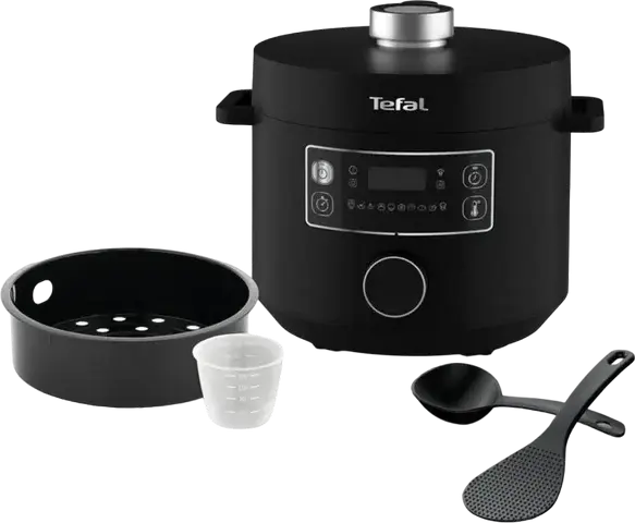 Мультиварка-скороварка Tefal Turbo Cuisine CY754830, 1090 Вт, сферическая керамическая чаша 5 л с антипригарным покрытием, 10-21 программа, черный