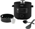 Мультиварка-скороварка Tefal Turbo Cuisine CY754830, 1090 Вт, сферическая керамическая чаша 5 л с антипригарным покрытием, 10-21 программа, черный