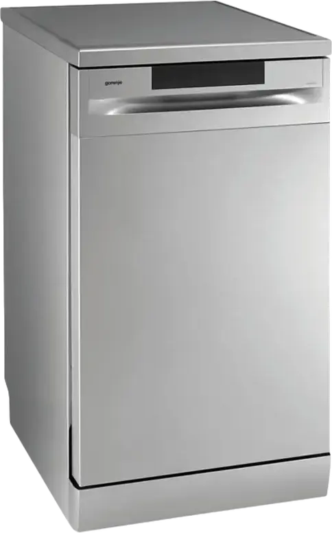 Gorenje GS 520 E15S Narrow Freestanding Dishwasher, 9 Place Settings, 5 Programs, AquaStop Leak Protection, Digital LCD, Grey, 44.8cm Width