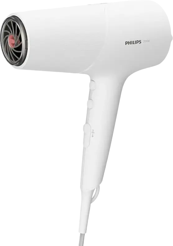 Uscător de păr Philips BHD500/00 Seria 5000, 2100W, Tehnologie ThermoShield, 2x Ionic Care pentru reducerea firelor rebeli, Cool Shot, Alb