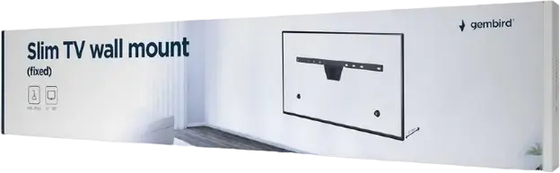 Suport TV de perete fix slim Gembird WM-S80F-01 pentru ecrane 37-80 inch, VESA pana la 600x400mm, Suporta pana la 50kg, Inclinare +10/-15 grade, Negru