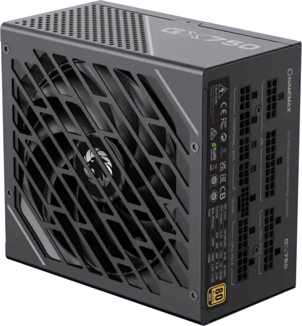 Sursa Gamemax GX-750 PRO 750W, 80 Plus Gold, Fully Modular, ATX 3.1, PCIe 5.1 12V-2*6, Condensatori Japonezi, Ventilator 135mm, Negru