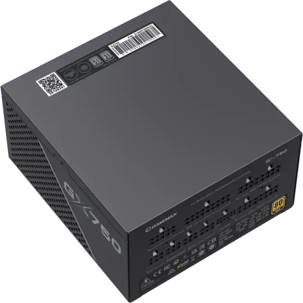 Sursa Gamemax GX-750 PRO 750W, 80 Plus Gold, Fully Modular, ATX 3.1, PCIe 5.1 12V-2*6, Condensatori Japonezi, Ventilator 135mm, Negru