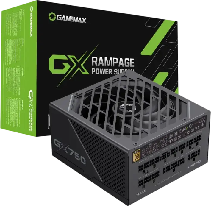 Sursa Gamemax GX-750 PRO 750W, 80 Plus Gold, Fully Modular, ATX 3.1, PCIe 5.1 12V-2*6, Condensatori Japonezi, Ventilator 135mm, Negru
