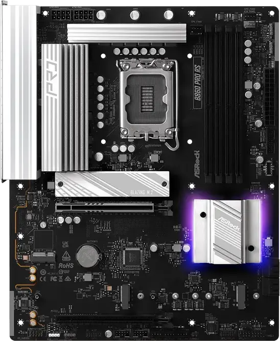 ASRock B860 Pro RS ATX Motherboard LGA1851 Intel B860 DDR5 8666+ MHz PCIe 5.0 Blazing M.2 Gen5 x4 2.5G LAN Intel Core Ultra Series 2 Support