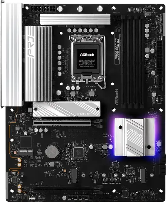 ASRock B860 Pro RS ATX Motherboard LGA1851 Intel B860 DDR5 8666+ MHz PCIe 5.0 Blazing M.2 Gen5 x4 2.5G LAN Intel Core Ultra Series 2 Support